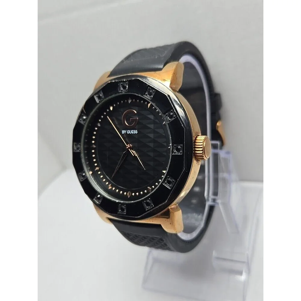 Mens G by GUESS  Black Rose Gold Watch G10438G1 New Battery